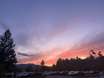 white mountains at sunset