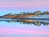 Cape Cod beach houses at sunset