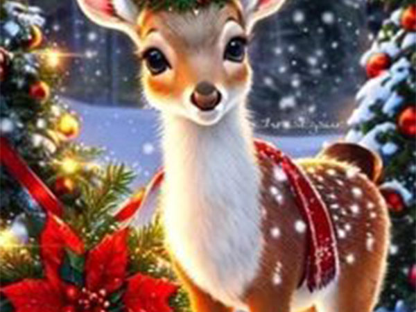 reindeer with christmas background