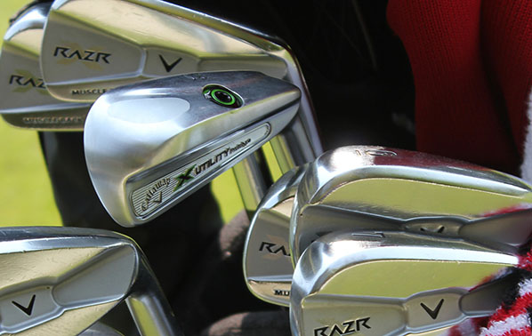 Callaway irons in a golf bag