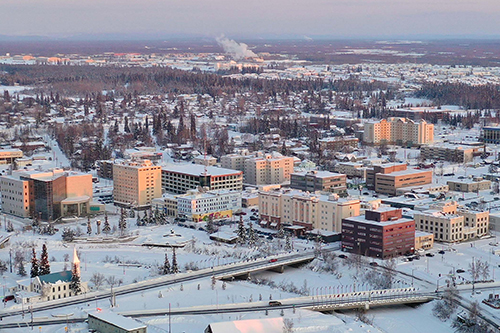 aerial downtown of fairbanks
