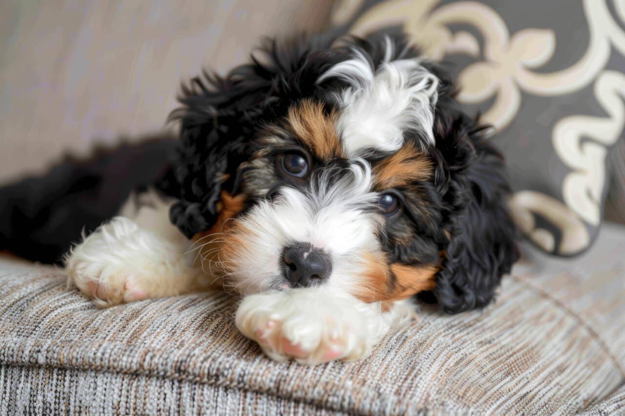 image of miniture bernedoodle