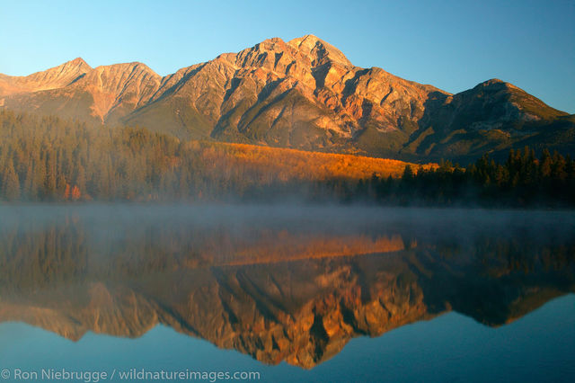 mountain over water