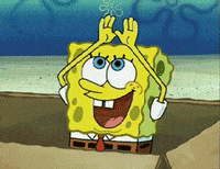 Spongebob conjuring a rainbow from his hands GIF.