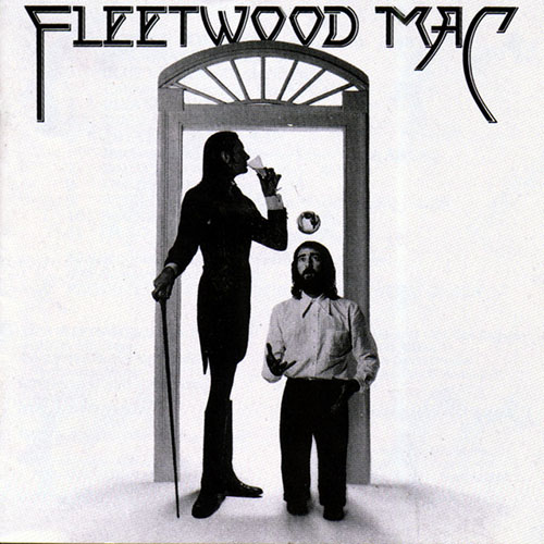 image of a very tall man and a very short man in a doorway, album cover