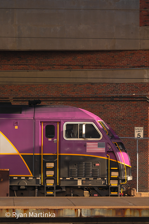 MBTA train in a train station