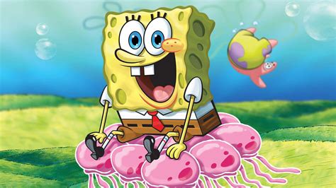 Picture of Spongebob Riding a Jelly Fish