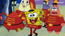 Spongebob in a band costume dancing