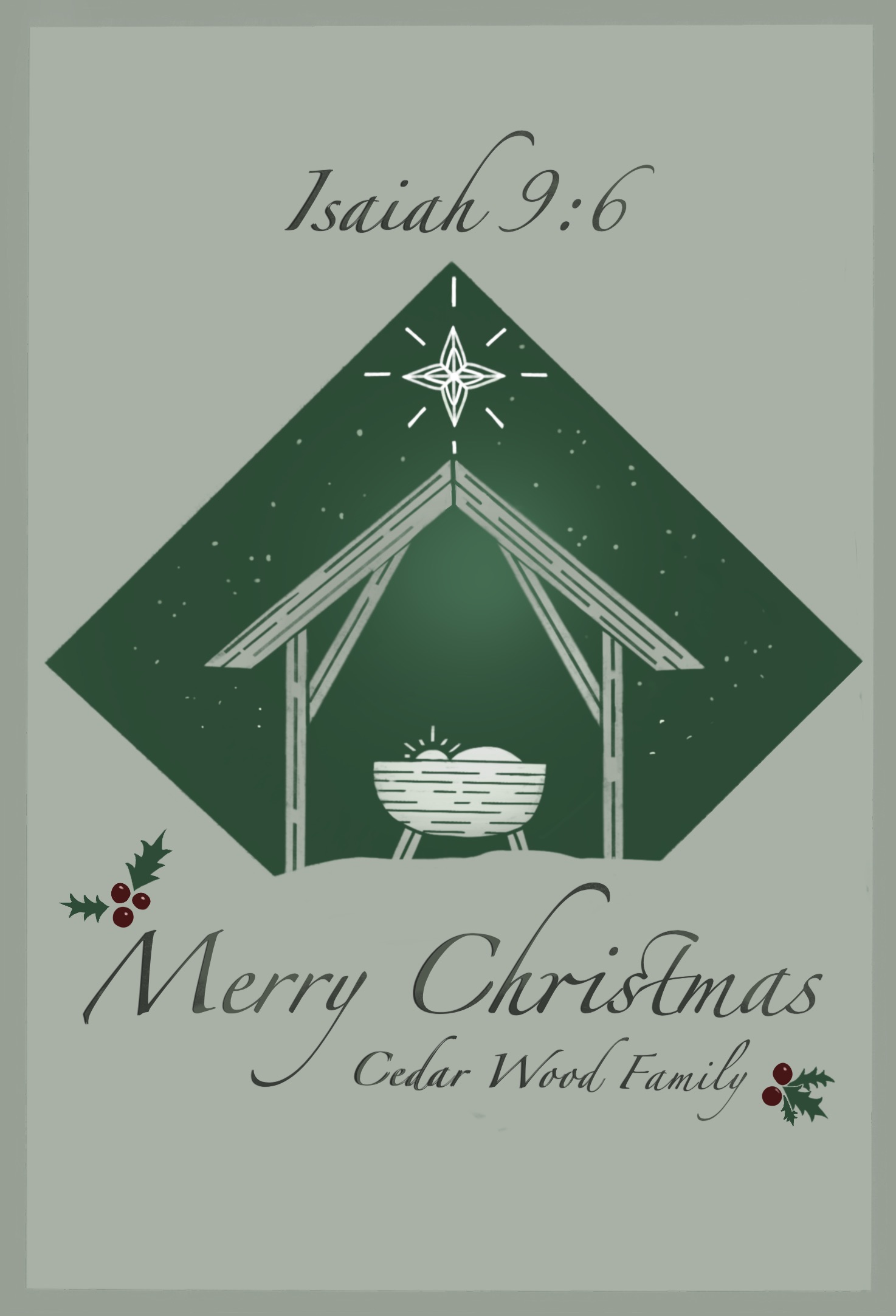 Cedar Wood Christmas Card
