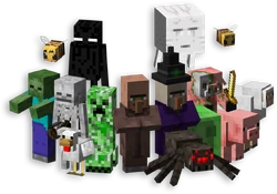 Image of a bunch of Minecraft mobs.