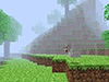 Foggy Minecraft Scene with Herobrine
