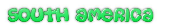 South America written in green, plasticy text