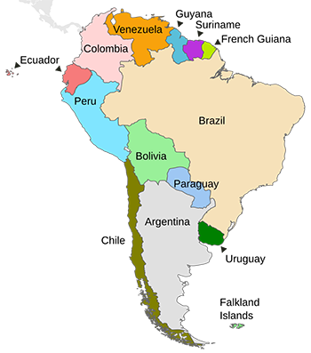 map of South America