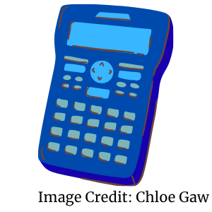 Blue calculator with image credit to Chloe Gaw